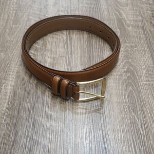 Allen Edmonds Men's Size 36" Belt Brown Burnished Calf Leather Brass Buckle Tan